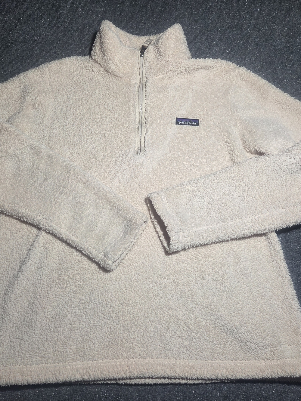 Patagonia Women's Los Gatos 1/4 Zip Fleece Pullover Sweater Cream Beige XL